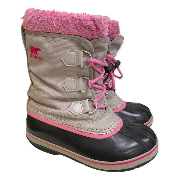 SOREL black pink and grey winter boots size 2 - Picture 3 of 7